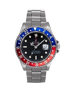Pre-owned Rolex Stainless Steel Gmt-master Ii Pepsi Bezel Watch With Black Dial, 40mm