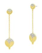 Freida Rothman Fleur Bloom Empire Circle Drop Earrings In 14k Gold-plated & Rhodium-plated Sterling Silver