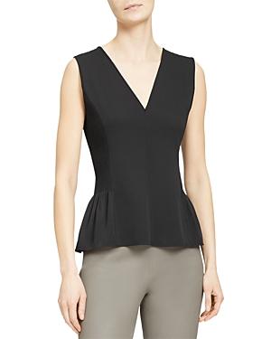 Theory Sleeveless Side Smocked Peplum Top