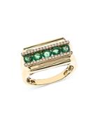 Bloomingdale's Emerald & Diamond Men's Ring In 14k Yellow Gold - 100% Exclusive