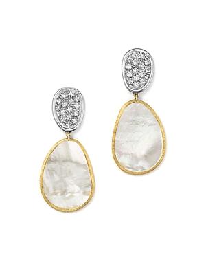 Marco Bicego 18k White & Yellow Gold Lunaria Mother-of-pearl Diamond Double Drop Earrings