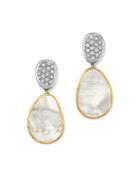 Marco Bicego 18k White & Yellow Gold Lunaria Mother-of-pearl Diamond Double Drop Earrings