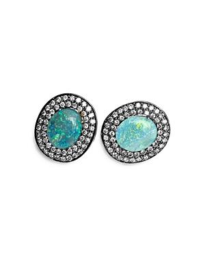 Amrapali Jewels 18k White Gold, Opal And Diamond Stud Earrings