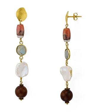 Chan Luu Mixed Stone Drop Earrings In 18k Gold-plated Sterling Silver
