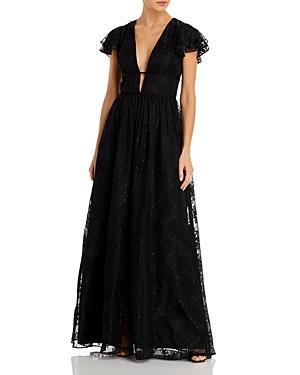 Aidan By Aidan Mattox V Neck Flutter Sleeve Gown