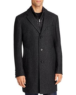 Boss Nadim Textured Regular Fit Coat With Zip-out Bib