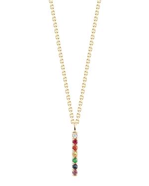 Mateo 14k Yellow Gold Rainbow Ruby, Tsavorite, Sapphire & Diamond Bar Necklace, 16
