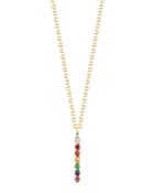Mateo 14k Yellow Gold Rainbow Ruby, Tsavorite, Sapphire & Diamond Bar Necklace, 16