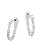 Bloomingdale's Diamond Inside Out Huggie Hoop Earrings In 14k White Gold, 0.25 Ct. T.w. - 100% Exclusive