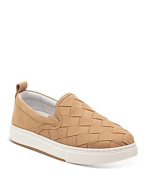 J/slides Women's Junior Woven Nubuck Leather Loafer Sneakers