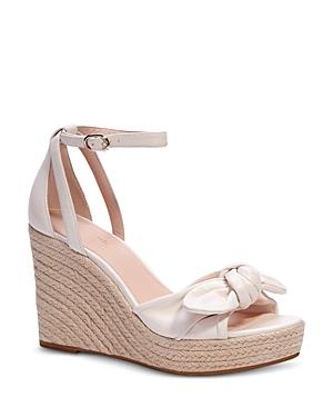 Kate Spade New York Women's Tianna Almond Toe Knotted Bow Leather Espadrille Wedge Sandals
