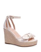 Kate Spade New York Women's Tianna Almond Toe Knotted Bow Leather Espadrille Wedge Sandals