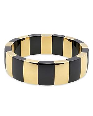 Roberto Demeglio Aura Rectangular Black Ceramic Link Slip On Statement Bracelet