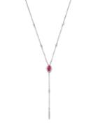 Bloomingdale's Ruby & Diamond Lariat Necklace In 14k White Gold, 16-18 - 100% Exclusive
