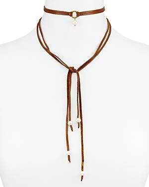 Chan Luu Leather & Cultured Freshwater Pearl Wrap Choker Necklace, 40