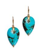 Annette Ferdinandsen Design 18k Yellow Gold Sleeping Beauty Turquoise Drop Earrings
