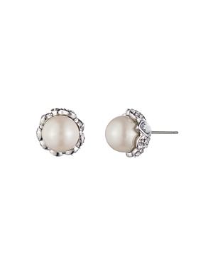 Carolee Simulated Pearl & Pave Stud Earrings