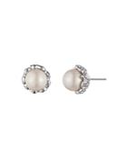 Carolee Simulated Pearl & Pave Stud Earrings