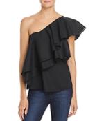 Milly Cascade Ruffle One-shoulder Top