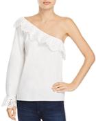 Joie Arianthe Ruffled One-shoulder Eyelet-detail Top