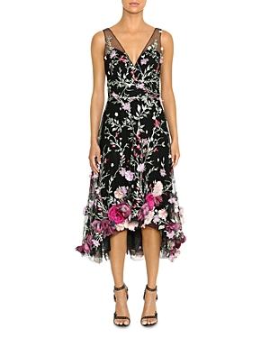 Marchesa Notte Floral-embroidered Dress