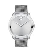 Movado Bold Stainless Steel And Silver Tone Sunray Dial Watch, 44mm