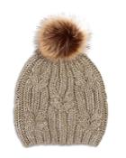 Echo Cable Knit Hat With Faux Fur Pom Pom