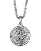 David Yurman Men's Sterling Silver St. Christopher Medallion Amulet With Pave Diamonds