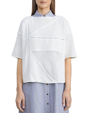 Lafayette 148 New York Mixed Stitch Short Sleeve Sweater
