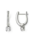 Bloomingdale's Diamond Charm Huggie Hoop Earrings In 14k White Gold, 0.30 Ct. T.w. - 100% Exclusive
