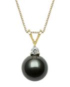 Bloomingdale's Tahitian Black Pearl & Diamond Pendant Necklace In 14k Yellow Gold, 18 - 100% Exclusive
