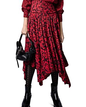 Zadig & Voltaire Jafar Squeleton Floral Asymmetric Midi Skirt