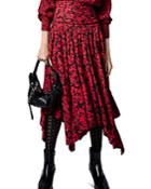 Zadig & Voltaire Jafar Squeleton Floral Asymmetric Midi Skirt