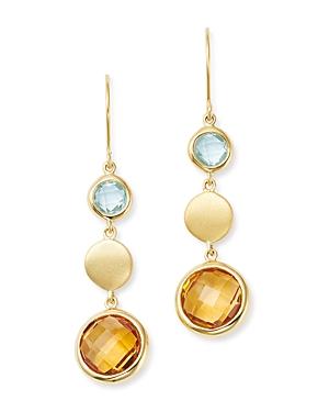 Bloomingdale's Citrine & Blue Topaz Round Drop Earrings In 14k Yellow Gold - 100% Exclusive