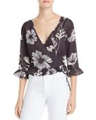 Michelle By Comune Elko Cropped Floral Wrap Top