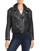 Joie Humla Faux Pearl-studded Leather Jacket