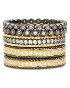 Freida Rothman Classic Stackable Rings In 14k Gold-plated & Rhodium-plated Sterling Silver, Set Of 5