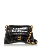Balenciaga Small Downtown Croc Embossed Leather Shoulder Bag