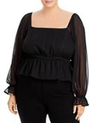 Wayf Square Neck Sheer Sleeve Top