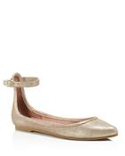 Joie Temple Metallic Ankle Strap Pointed Toe Flats