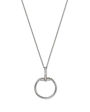 Roberto Coin 18k White Gold Classica Parisienne Diamond Circle Pendant Necklace, 16-18