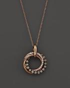 Brown And White Diamond Interlocking Circle Pendant Necklace In 14k Rose Gold, .50 Ct. T.w.