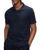 Ted Baker Fownd Cotton Blend Textured Grid Relaxed Fit Polo Shirt