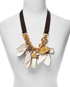 Marni Leather Flower Statement Necklace, 26