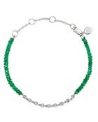 Meira T 14k White Gold Bezel-set Diamond & Emerald Bead Bracelet