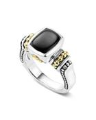 Lagos 18k Gold And Sterling Silver Caviar Color Small Onyx Small Ring