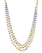 Marco Bicego 18k Yellow Gold Africa Precious Blue Sapphire Triple Strand Statement Necklace, 17