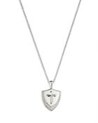 Bloomingdale's Men's Diamond Cross Shield Pendant Necklace In 14k White Gold, 0.50 Ct. T.w. - 100% Exclusive