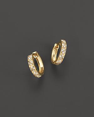 Diamond Pyramid Stud Huggie Hoop Earrings In 14k Yellow Gold, .20 Ct. T.w.