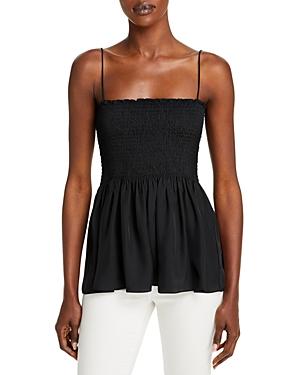 Theory Smocked Bustier Spaghetti Strap Top